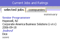 Selected jobs detail with summary link